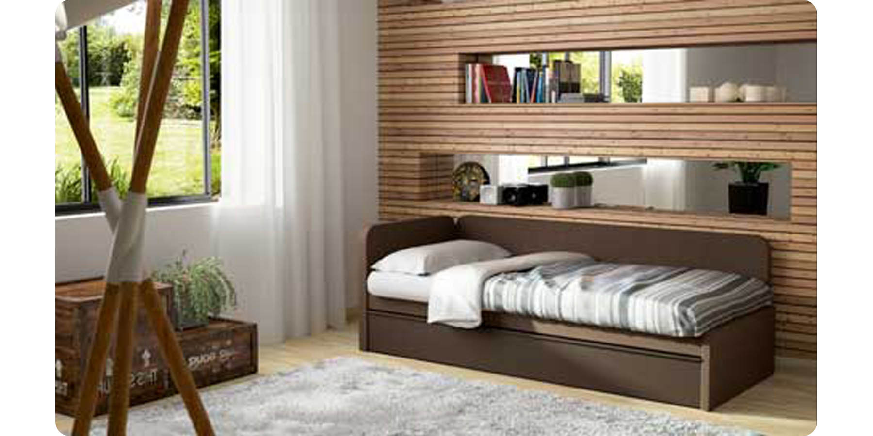 banquette lit gigogne marron