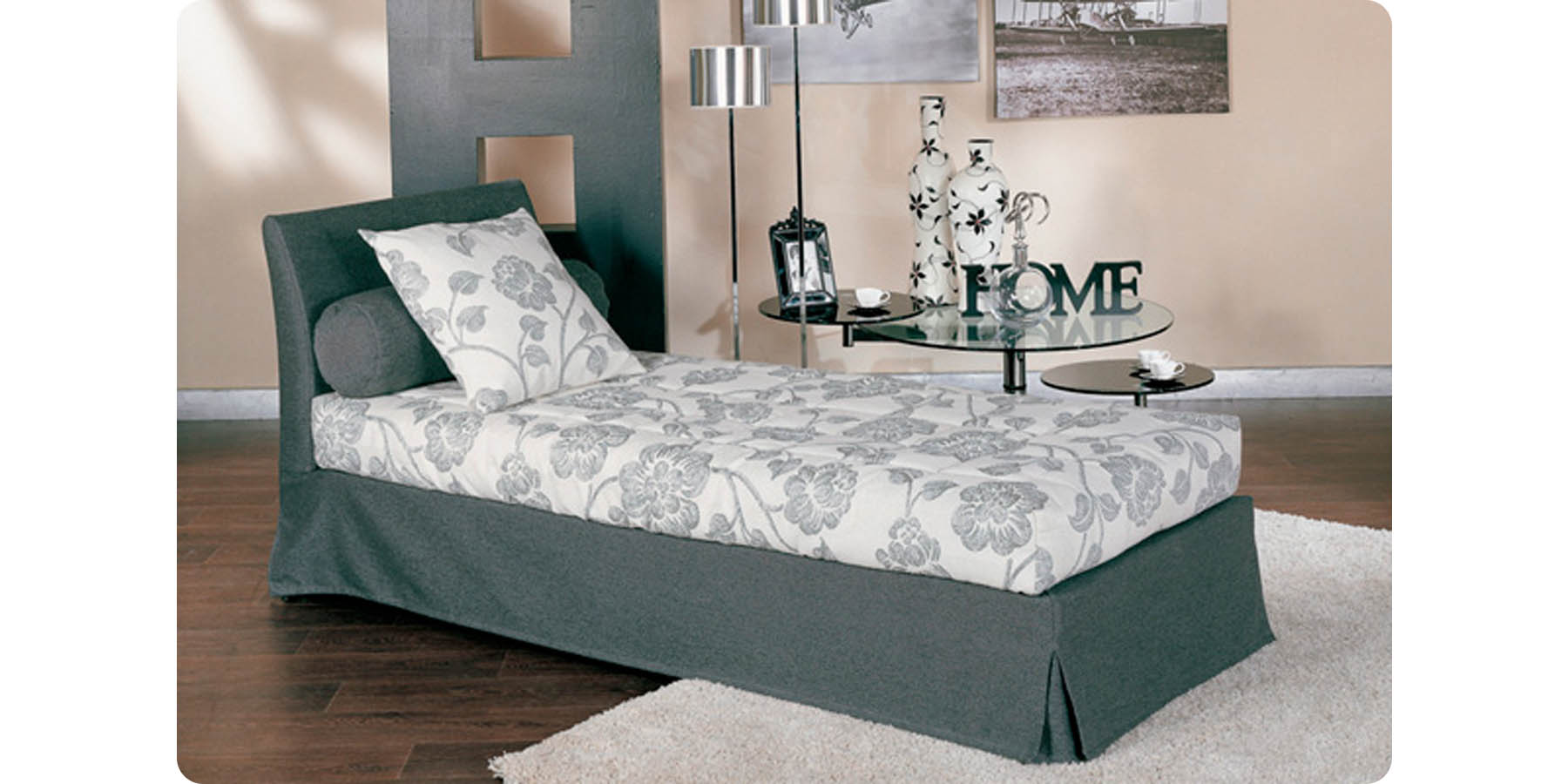 banquette lit gigogne gris